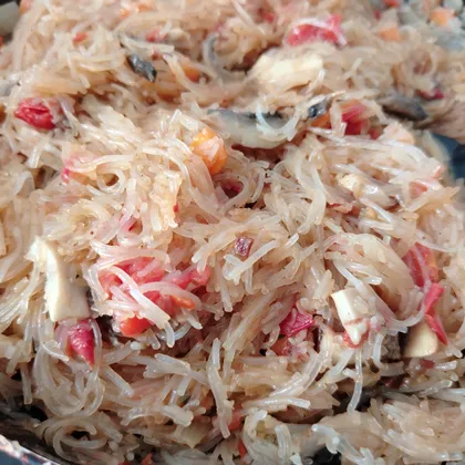 Фунчоза с грибами и овощами 