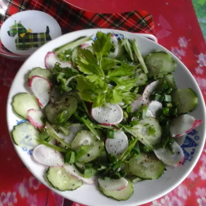 Салат из  редиски  и огурцов