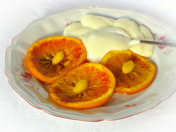 Жареные красные апельсины.Gebratene Blutorangen. Самый лучший ванильный соус. Allerbeste Vanillesoße