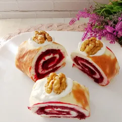 Творожный рулет с вишней