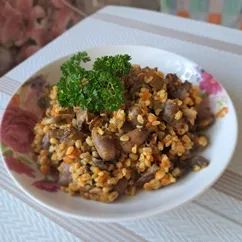 Булгур с грибами и сердечками