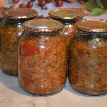 Салат из баклажанов со сладким перцем в томатном соусе #Заготовки на зиму