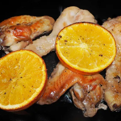 Куриные ножки и крылышки с апельсинами