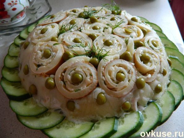 Салат с блинами - самые вкусные идеи приготовления сытной закуски