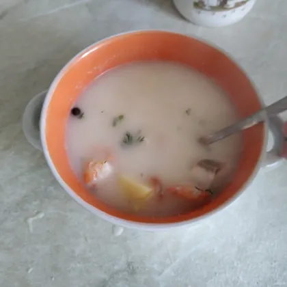 Сливочный суп с морепродуктами #кулинарныймарафон
