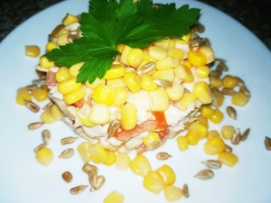 Салат с мясом и грибами
