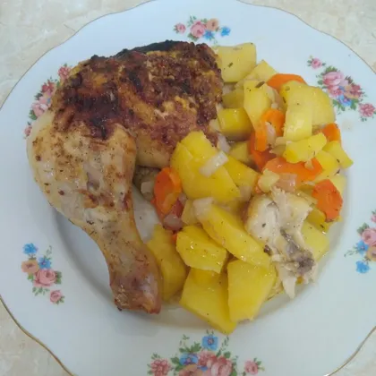 Вкусная курица с овощами