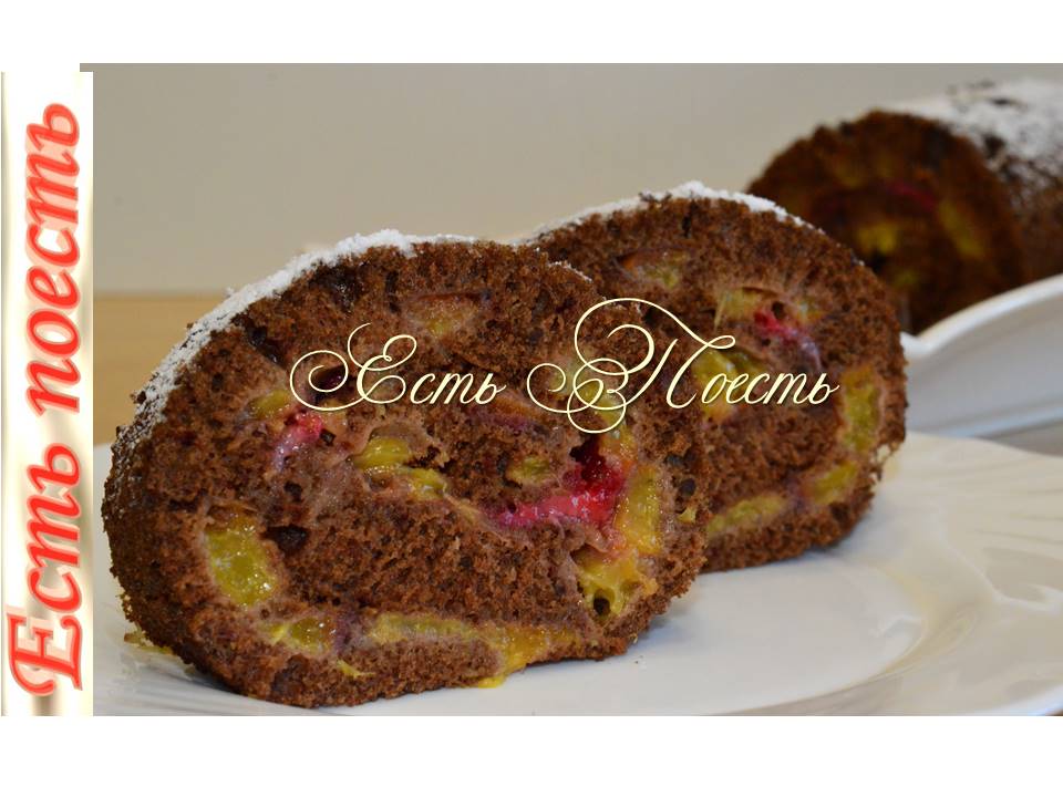 Ленивый рулет пеку вместе с персиками