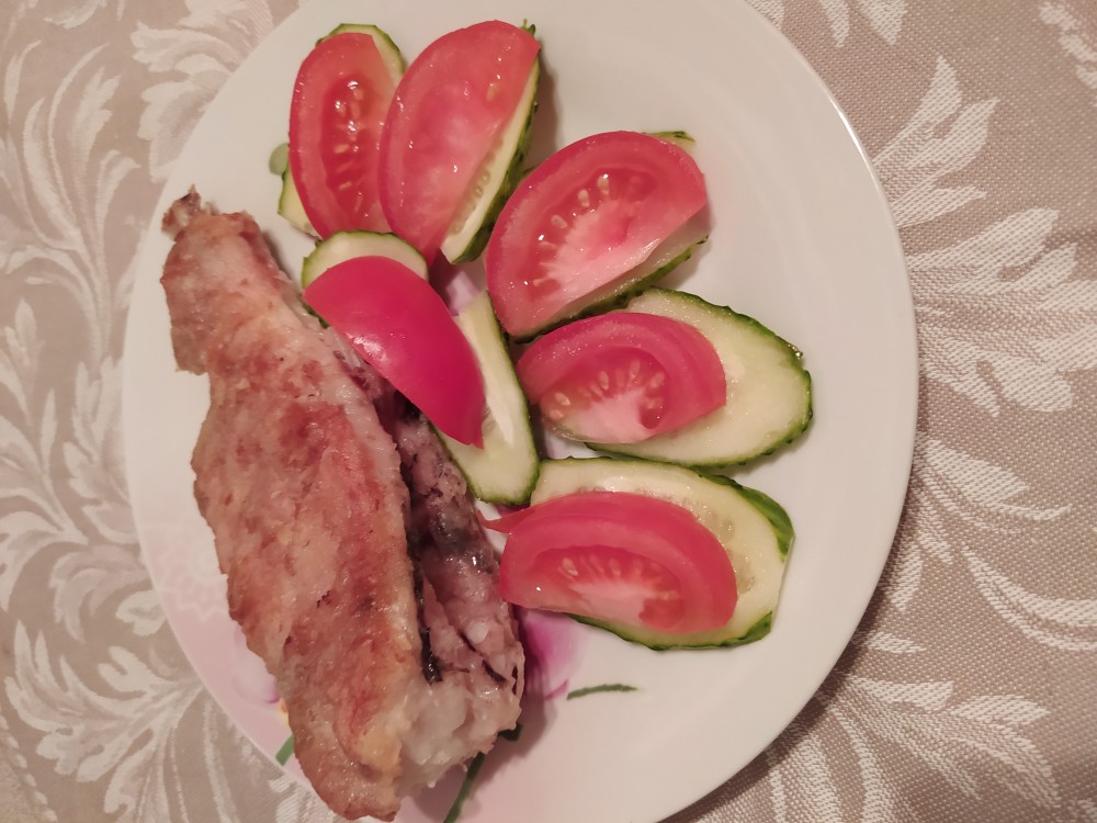 Жареный морской окунь