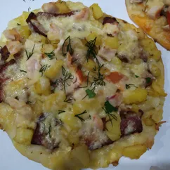 Мини пицца с картошкой и копченым салом 🍕