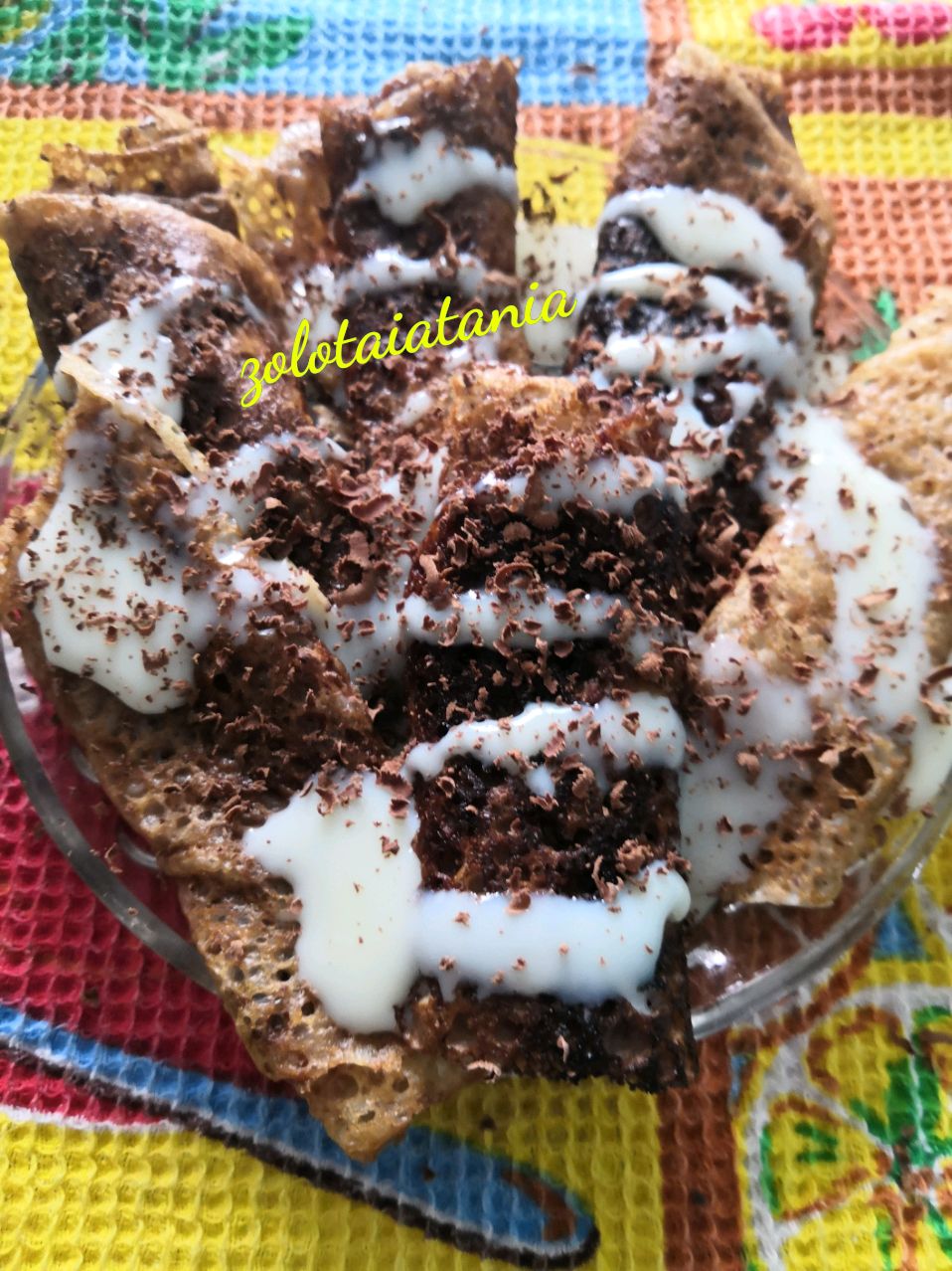 Блинчики шоколадные, со сгущёнкой