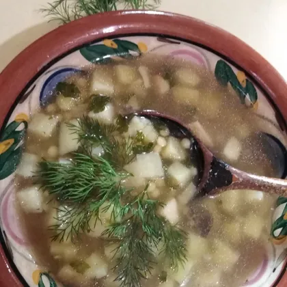 Суп с белыми грибами и пастой