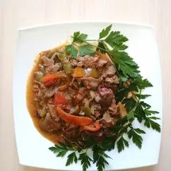 Куриная печень с овощами! Очень вкусно!