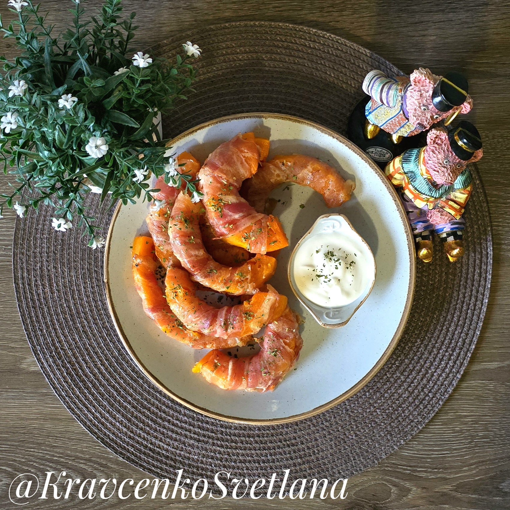 Тыква запечённая в беконе