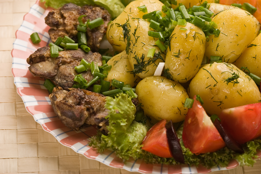 Печень с картошкой