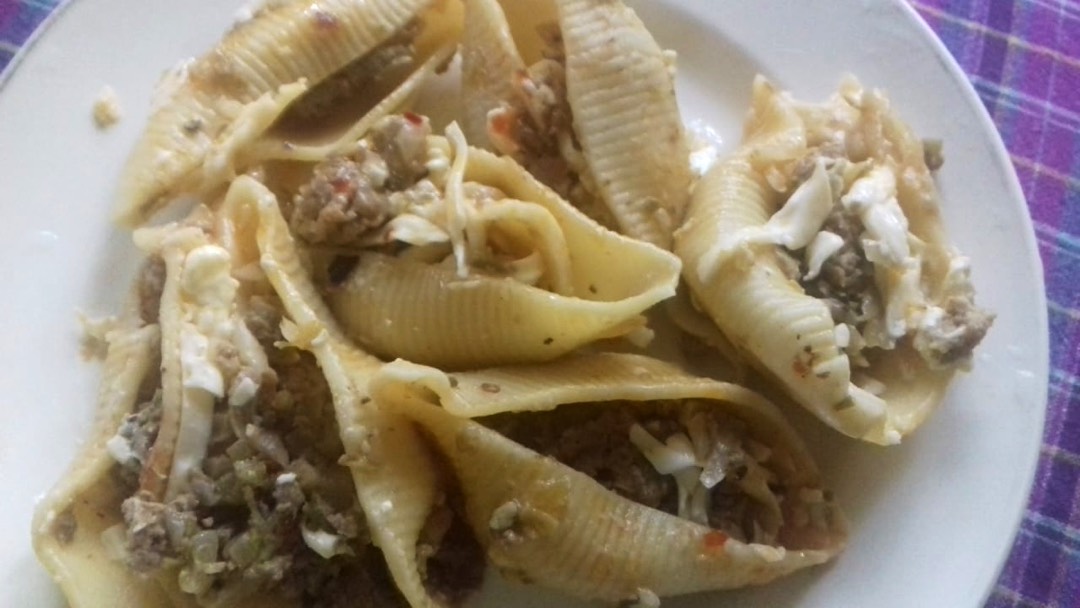 Макаронные ракушки с фаршем