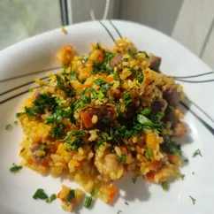 Плов со свининой и болгарским перцем