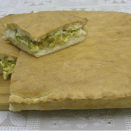 Пирог с капустой из песочно-дрожжевого теста