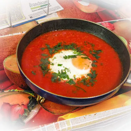 Томатный супчик на сковороде.       Tomaten - Ei - Süppchen. Обед № 21