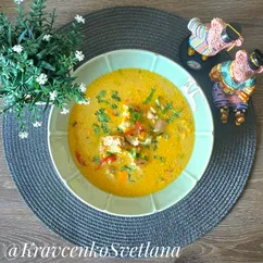 Азиатский суп с курицей и овощами