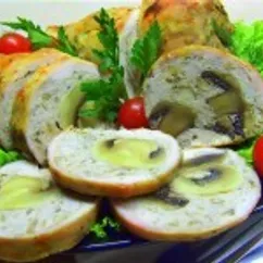 Закуска праздничная из куриных грудок, фаршированных грибами