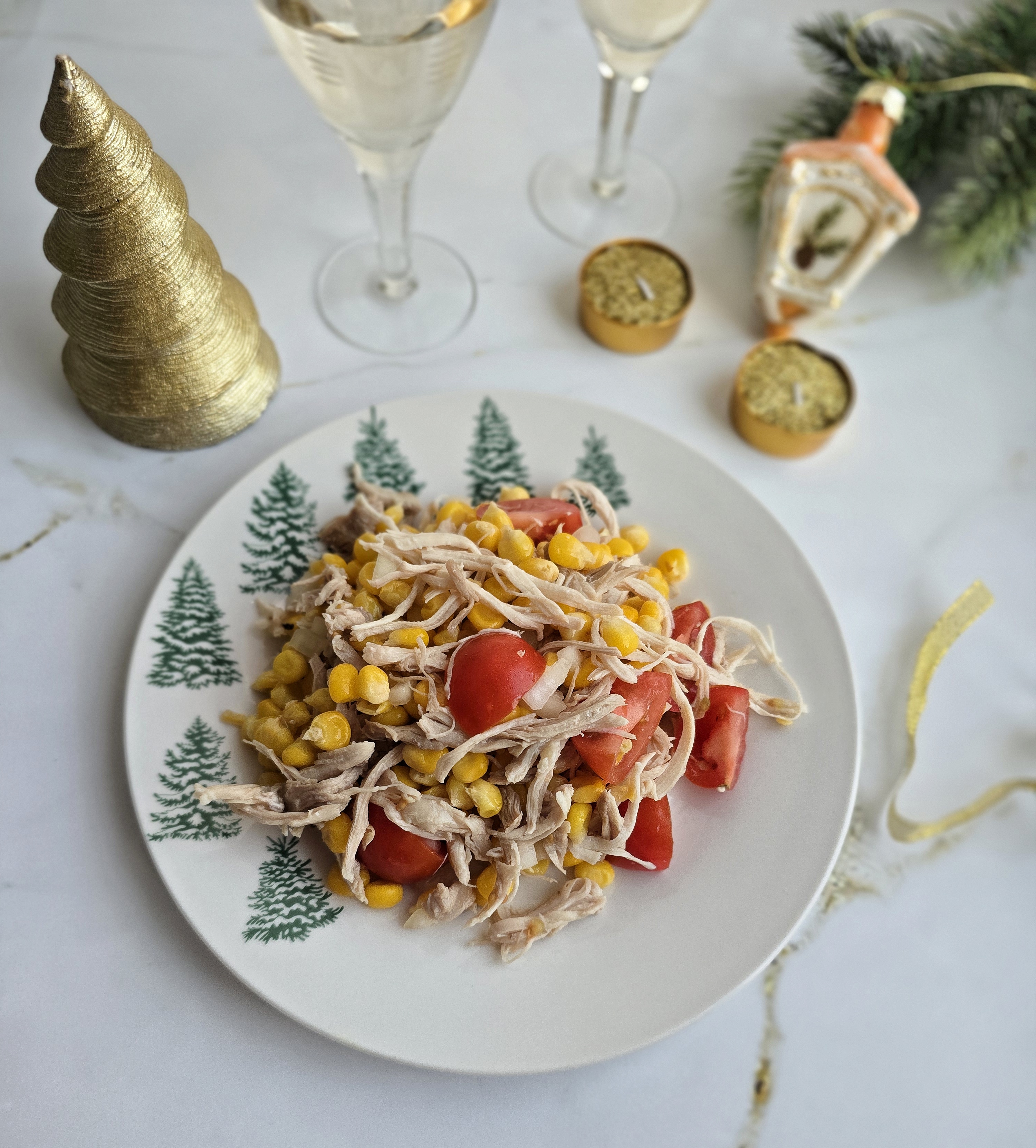 Салат из жареной кукурузы. Легкий салат на Новый год