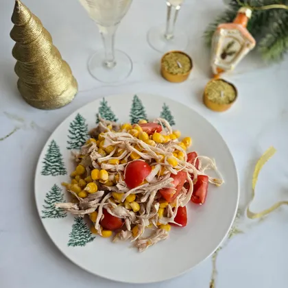 Салат из жареной кукурузы. Легкий салат на Новый год