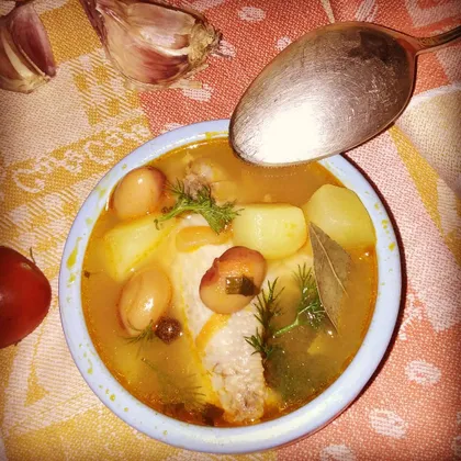 Суп Аля харчо с фасолью и куриными крылышками