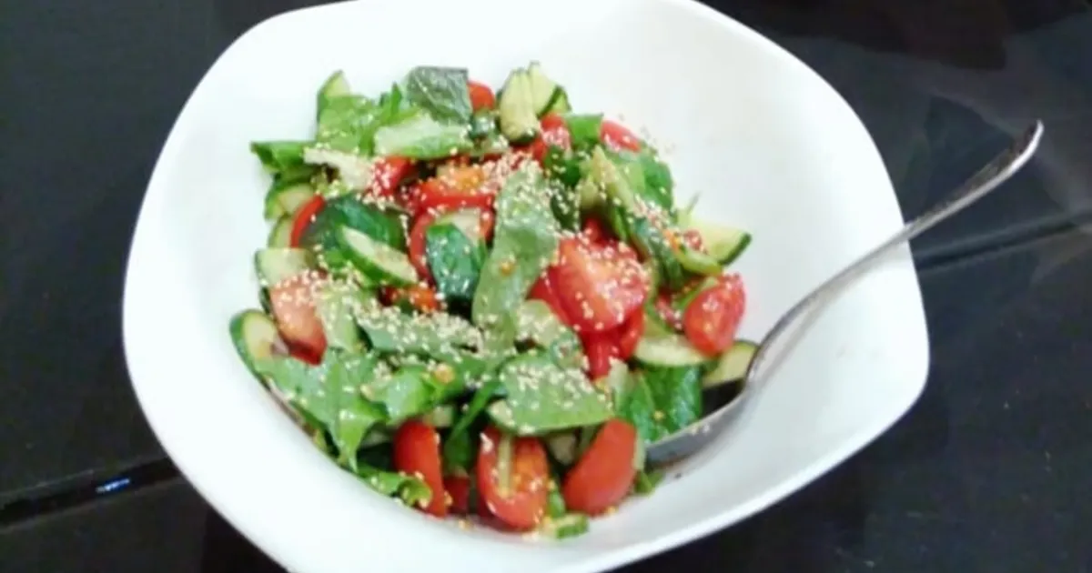 Салат из свежих овощей с кунжутом рецепт с фото пошаговый от Лисёнок ...