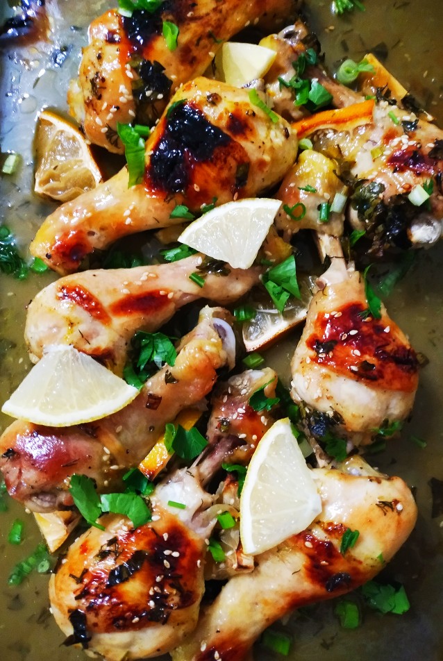 Куриные ножки в медово-лимонной глазури