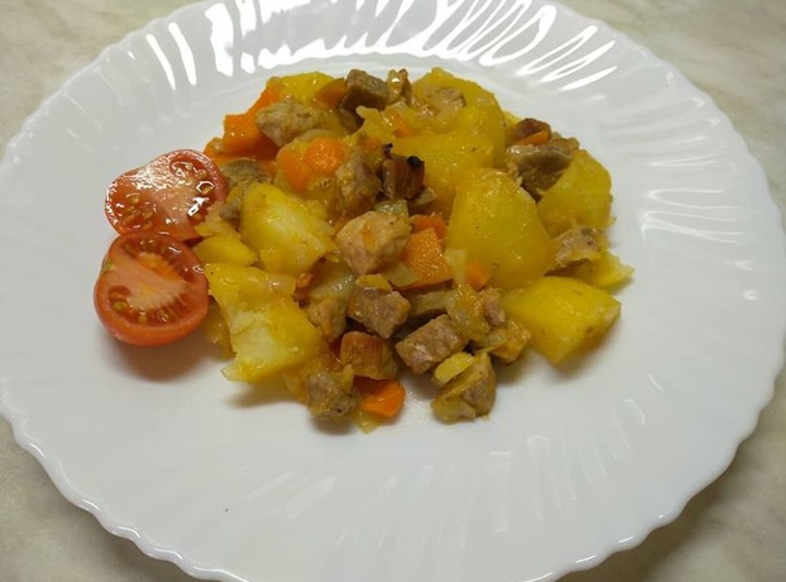 Картофель с мясом в рукаве