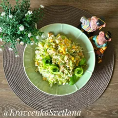 Салат овощной с куриным филе