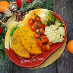Запечённая тыква с помидорами и брокколи к новогоднему столу. Постные блюда для новогоднего стола 2026
