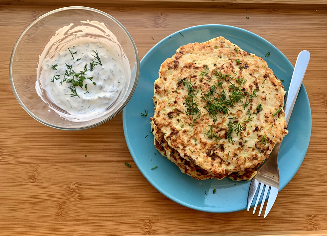 Пп оладьи с курицей и кабачком