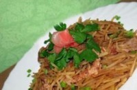 «Драконий глаз» - теплый салат со свининой