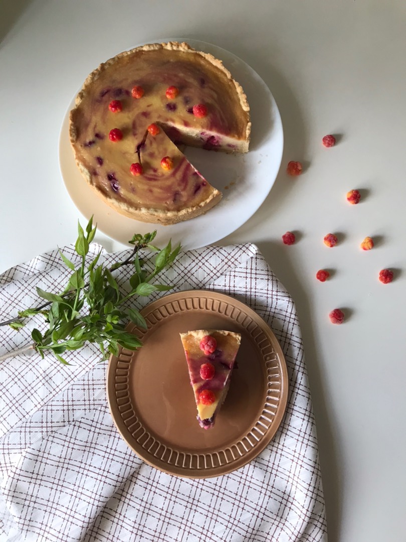 Заливной пирог с малиной на кефире — рецепт с фото