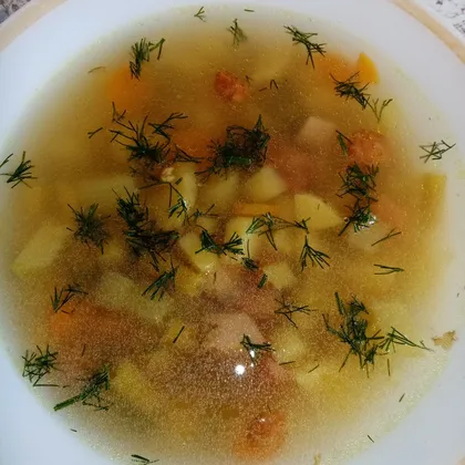 Суп овощной с копчёной курицей