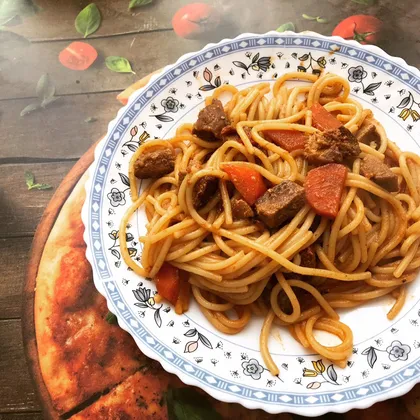 Спагетти со свининой и морковью 🥕🌶🍖