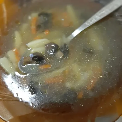 Суп грибной на курином бульоне