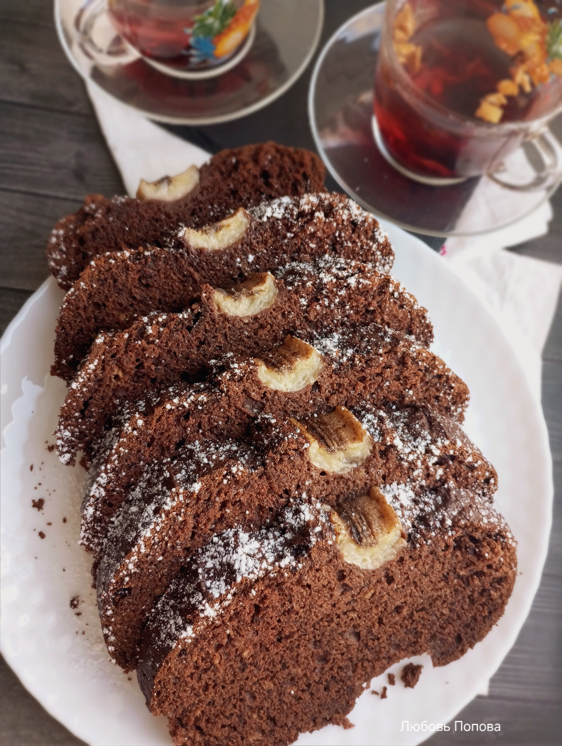 Кекс с какао и бананами