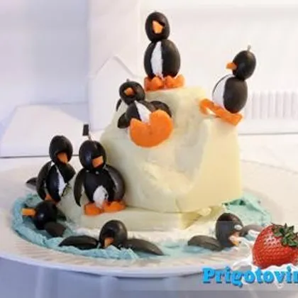 Пингвины из оливок
