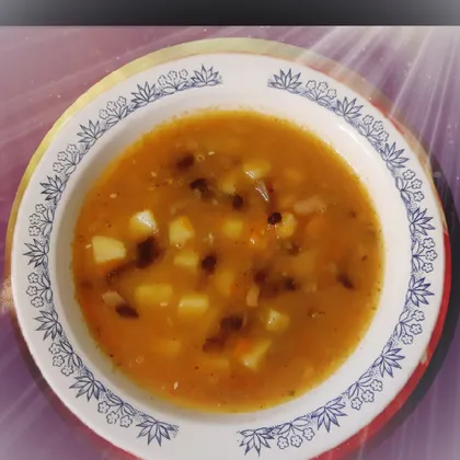 Суп с фасолью, грибами и овсяными хлопьями