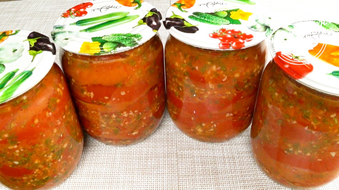 Обалденный cалат на зиму. Помидоры в базиликовом соусе | Tomatoes in basil sauce