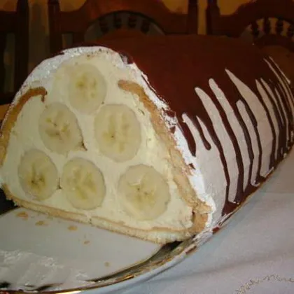 Торт из печенья банановый