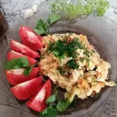 Красная чечевица с курицей и кабачком