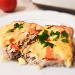 Мясо по-французски с фаршем