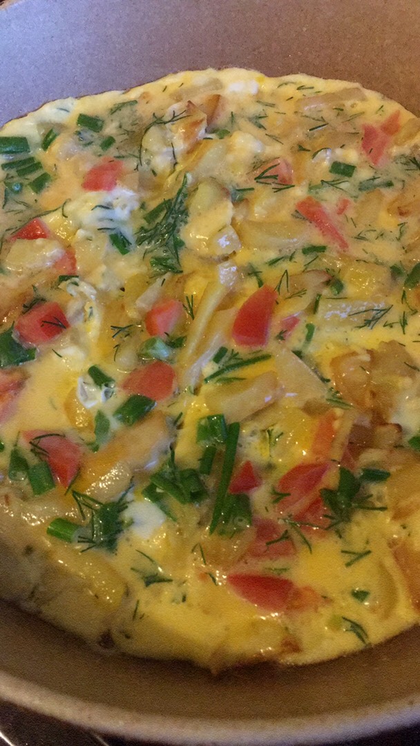 Жареная картошка с яйцами