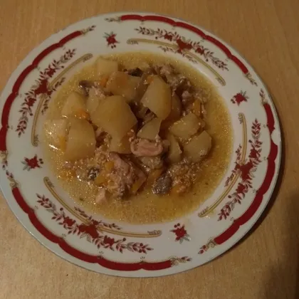 Курица с грибами и картошкой в сливочном соусе