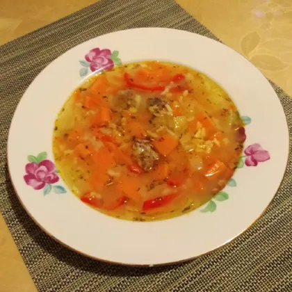 Суп с картофелем батат, красным перцем и рисом 🥔