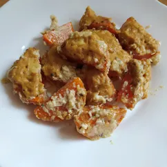Запечённый батат в сливках с сыром (веган)